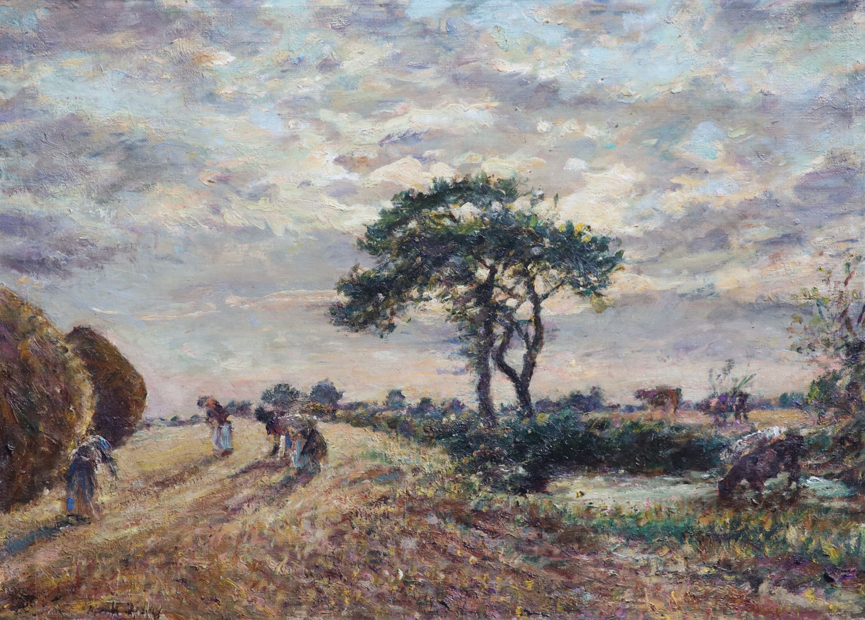 William Mark Fisher (1841-1923), Summer landscape with workers in the fields, Oil on canvas, 44 x 60cm.
